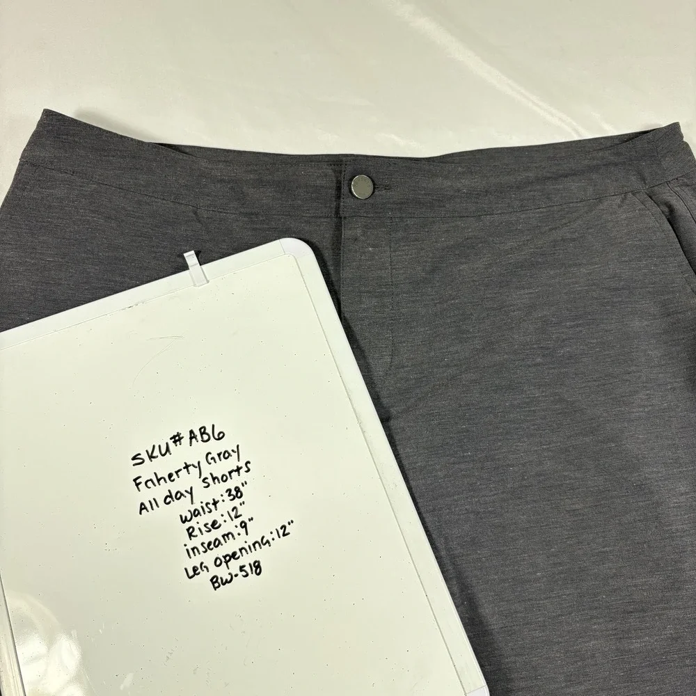 Faherty All Day‎ Shorts Mens Size 38 Gray Stretch Lightweight Wicking Comfort
